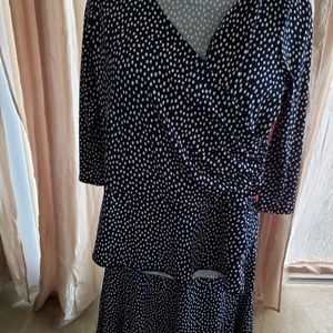 Blue and white polka dot skirt and top